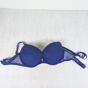 Victorias Secret Push Up Bra 32DD Purple Sheer